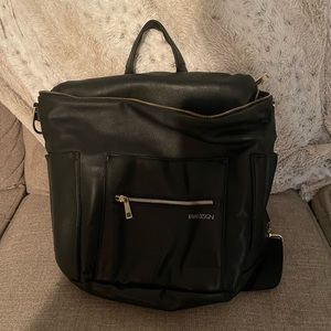 Fawn Black Leather Diaper Bag